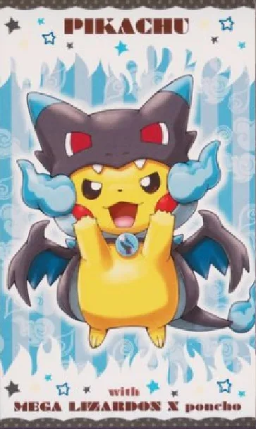 Pikachu with Mega Charizard X Poncho