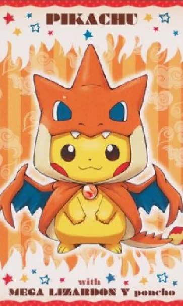 Pikachu with Mega Charizard Y Poncho