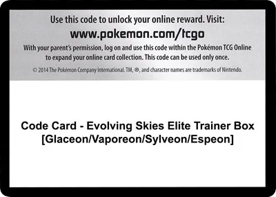 Code Card - Evolving Skies Elite Trainer Box [Glaceon/Vaporeon/Sylveon/Espeon]