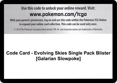 Code Card - Evolving Skies Single Pack Blister [Galarian Slowpoke]