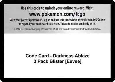 Code Card - Darkness Ablaze 3 Pack Blister [Eevee]