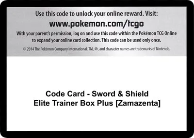 Code Card - Sword & Shield Elite Trainer Box Plus [Zamazenta]