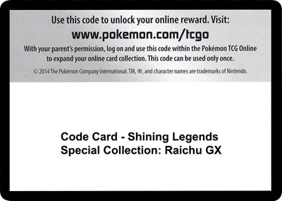 Code Card - Shining Legends Special Collection: Raichu GX