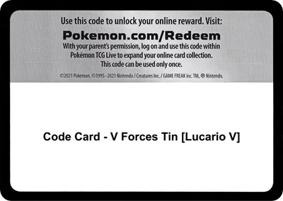 Code Card - V Forces Tin [Lucario V]