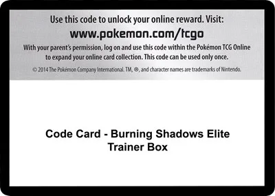Code Card - Burning Shadows Elite Trainer Box