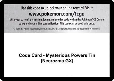 Code Card - Mysterious Powers Tin [Necrozma GX]