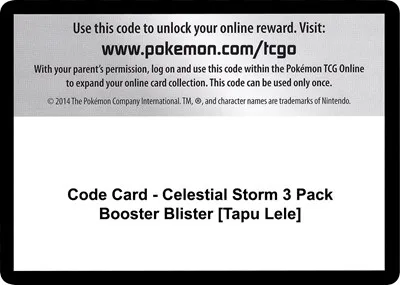 Code Card - Celestial Storm 3 Pack Booster Blister [Tapu Lele]
