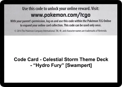 Code Card - Celestial Storm Theme Deck - "Hydro Fury" [Swampert]