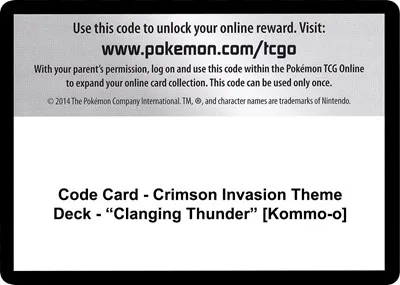 Code Card - Crimson Invasion Theme Deck - "Clanging Thunder" [Kommo-o]