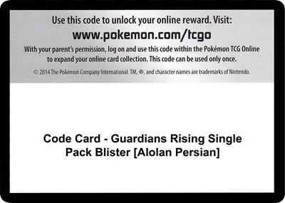 Code Card - Guardians Rising Single Pack Blister [Alolan Persian]