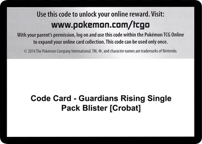 Code Card - Guardians Rising Single Pack Blister [Crobat]