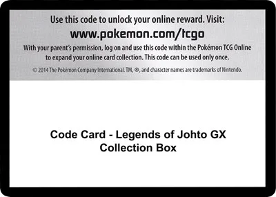 Code Card - Legends of Johto GX Collection Box