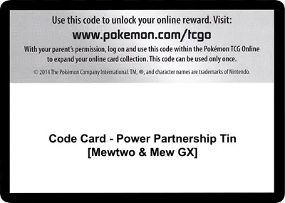 Code Card - Power Partnership Tin [Mewtwo & Mew GX]