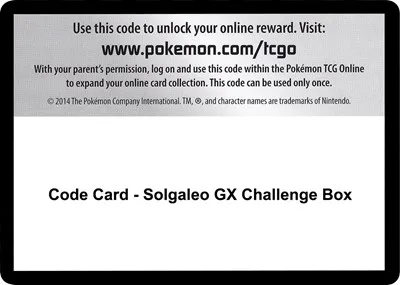 Code Card - Solgaleo GX Challenge Box