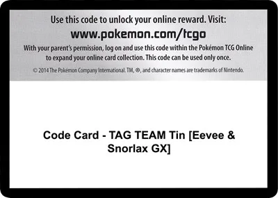 Code Card - TAG TEAM Tin [Eevee & Snorlax GX]