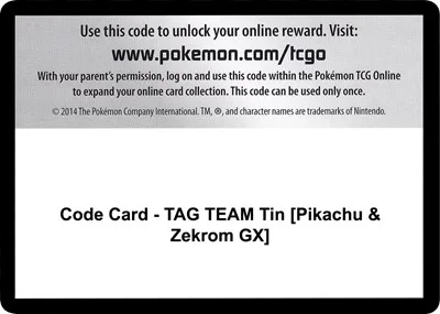 Code Card - TAG TEAM Tin [Pikachu & Zekrom GX]