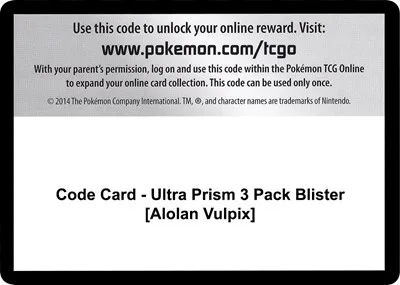Code Card - Ultra Prism 3 Pack Blister [Alolan Vulpix]