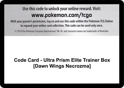 Code Card - Ultra Prism Elite Trainer Box [Dawn Wings Necrozma]