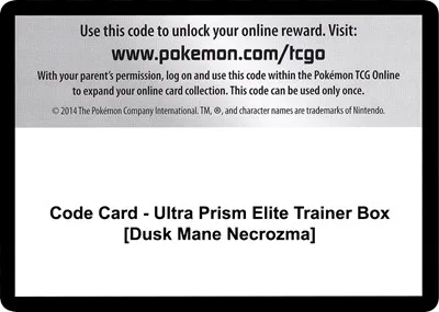 Code Card - Ultra Prism Elite Trainer Box [Dusk Mane Necrozma]