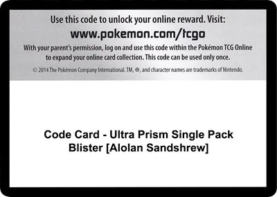 Code Card - Ultra Prism Single Pack Blister [Alolan Sandshrew]