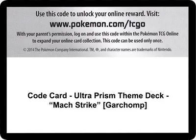 Code Card - Ultra Prism Theme Deck - "Mach Strike" [Garchomp]