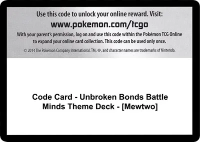 Code Card - Unbroken Bonds Battle Minds Theme Deck - [Mewtwo]