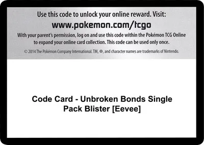 Code Card - Unbroken Bonds Single Pack Blister [Eevee]