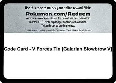 Code Card - V Forces Tin [Galarian Slowbrow V]