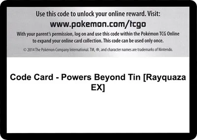 Code Card - Powers Beyond Tin [Rayquaza EX]