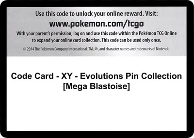 Code Card - XY - Evolutions Pin Collection [Mega Blastoise]