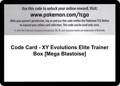 Code Card - XY Evolutions Elite Trainer Box [Mega Blastoise]