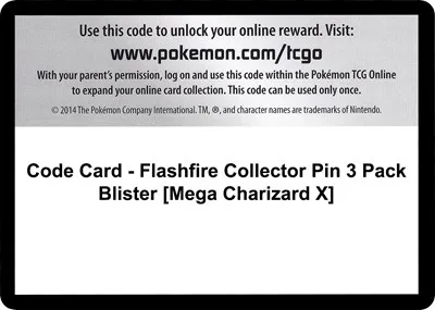 Code Card - Flashfire Collector Pin 3 Pack Blister [Mega Charizard X]