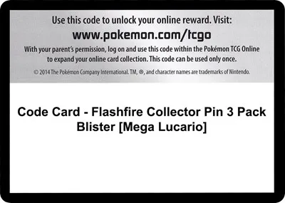 Code Card - Flashfire Collector Pin 3 Pack Blister [Mega Lucario]