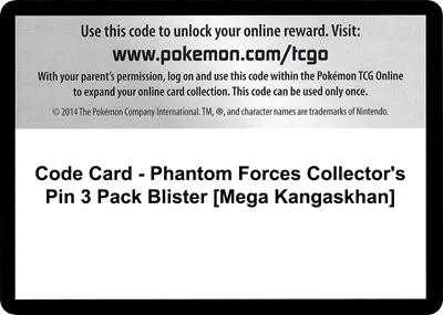 Code Card - Phantom Forces Collector's Pin 3 Pack Blister [Mega Kangaskhan]