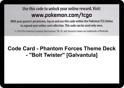 Code Card - Phantom Forces Theme Deck - "Bolt Twister" [Galvantula]