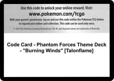 Code Card - Phantom Forces Theme Deck - "Burning Winds" [Talonflame]