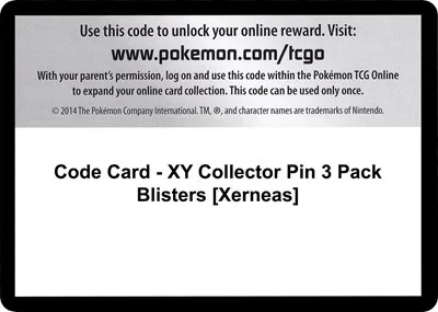 Code Card - XY Collector Pin 3 Pack Blisters [Xerneas]