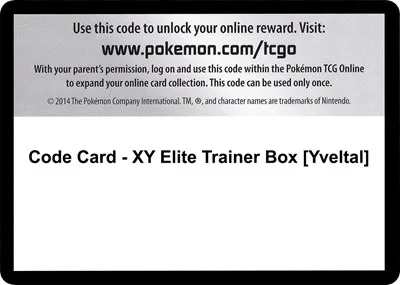 Code Card - XY Elite Trainer Box [Yveltal]