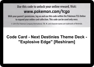 Code Card - Next Destinies Theme Deck - "Explosive Edge" [Reshiram]