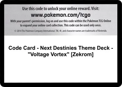 Code Card - Next Destinies Theme Deck - "Voltage Vortex" [Zekrom]