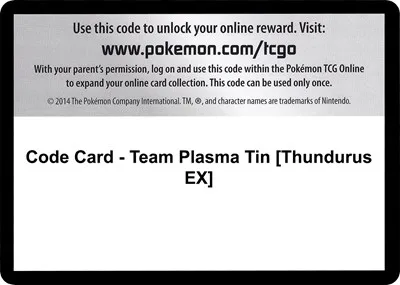 Code Card - Team Plasma Tin [Thundurus EX]