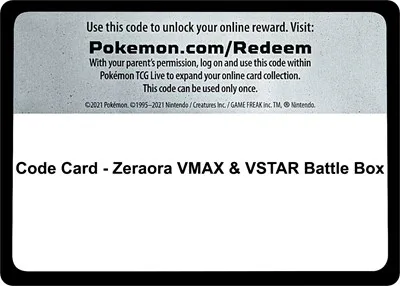 Code Card - Zeraora VMAX & VSTAR Battle Box