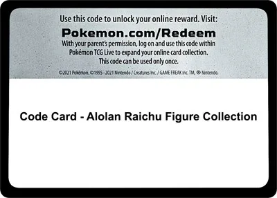 Code Card - Alolan Raichu Figure Collection