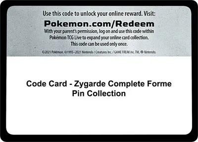 Code Card - Zygarde Complete Forme Pin Collection