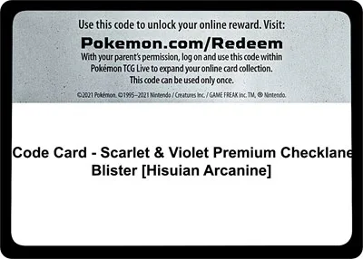 Code Card - Scarlet & Violet Premium Checklane Blister [Hisuian Arcanine]