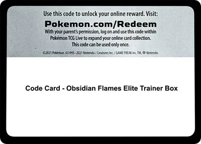 Code Card - Obsidian Flames Elite Trainer Box