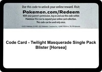 Code Card - Twilight Masquerade Single Pack Blister [Horsea]