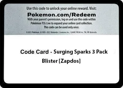 Code Card - Surging Sparks 3 Pack Blister [Zapdos]