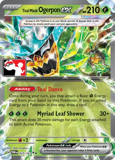 Teal Mask Ogerpon ex - 025/167 (Prize Pack Series 6)
