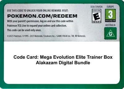 Code Card - Mega Evolution Elite Trainer Box Alakazam Digital Bundle